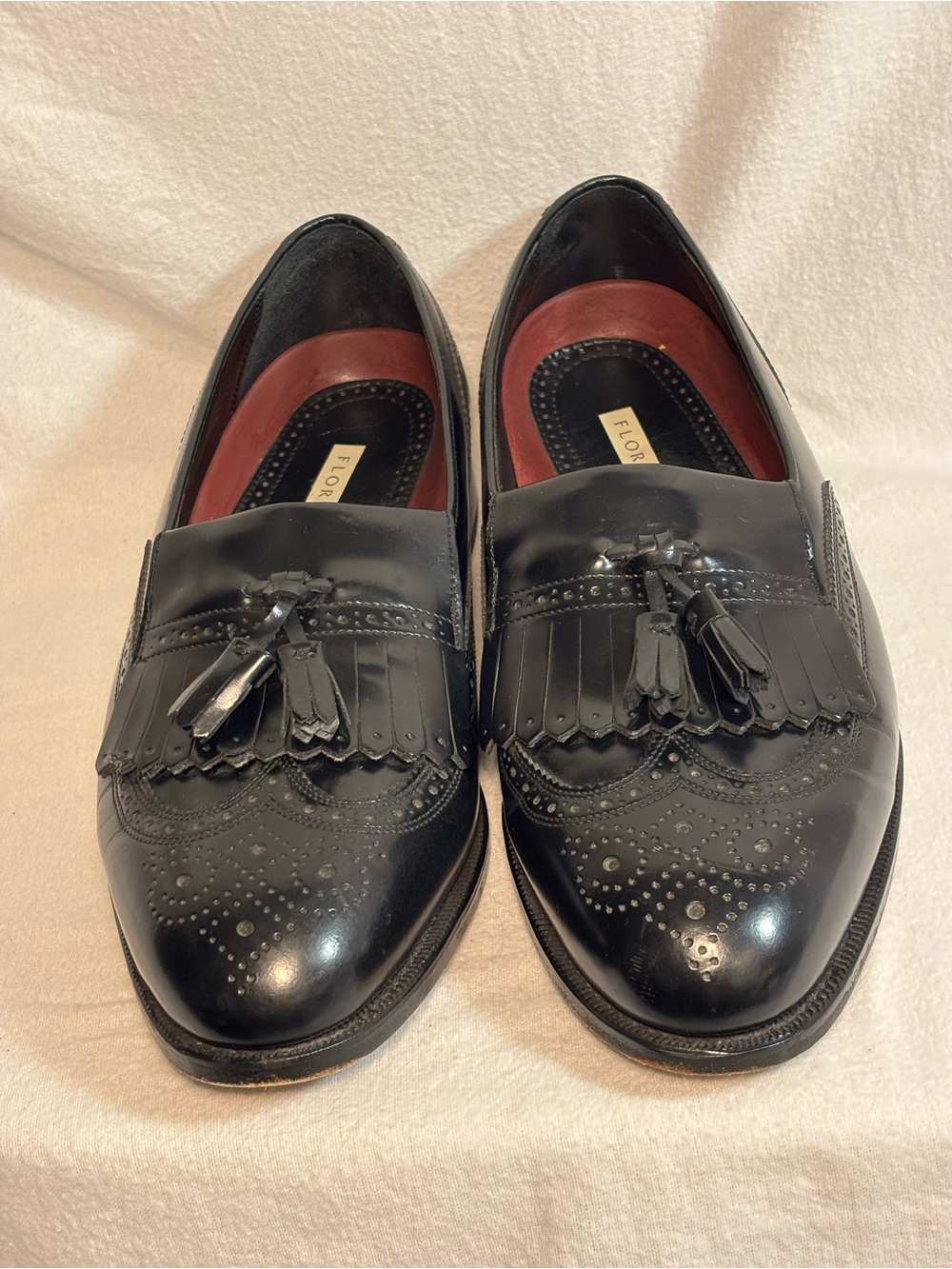 Florsheim Black Leather Kiltie Tassel Wingtip Loafers Men's 9 3E